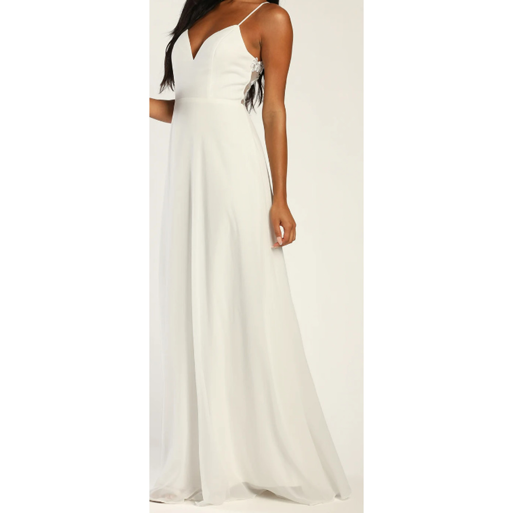LULU'S SZ L Romantic Ways White Lace Button Back Bridal Maxi Dress NEW B131 - Picture 2 of 11